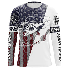 Load image into Gallery viewer, American Flag Crappie Custom Long Sleeve Fishing Shirts, Patriotic Crappie Fishing Jerseys IPHW6349