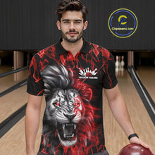 Load image into Gallery viewer, Custom Red Flame Lion Bowling Polo Team Shirts For Men, Lion Bowling League Shirt IPHW9326
