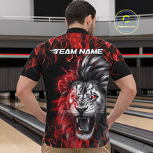 Load image into Gallery viewer, Custom Red Flame Lion Bowling Quarter-Zip Team Shirts For Men, Lion Bowling League Shirt IPHW9326