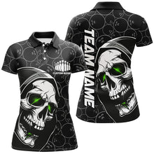 Load image into Gallery viewer, Custom Halloween Skull Bowling Shirts For Women, Personalized Bowling League Shirts | Green IPHW7077