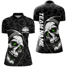 Load image into Gallery viewer, Custom Halloween Skull Bowling Shirts For Women, Personalized Bowling League Shirts | Green IPHW7077