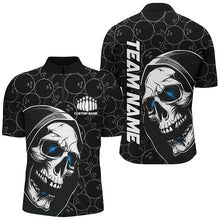 Load image into Gallery viewer, Custom Halloween Skull Bowling Shirts For Men, Personalized Bowling League Shirts | Blue IPHW7078