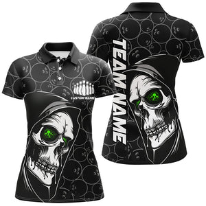 Custom Halloween Skull Bowling Shirts For Women, Personalized Bowling League Shirts | Green IPHW7080