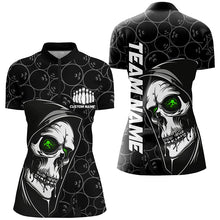 Load image into Gallery viewer, Custom Halloween Skull Bowling Shirts For Women, Personalized Bowling League Shirts | Green IPHW7080