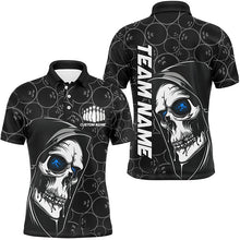 Load image into Gallery viewer, Custom Halloween Skull Bowling Shirts For Men, Personalized Bowling League Shirts | Blue IPHW7081