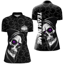 Load image into Gallery viewer, Custom Halloween Skull Bowling Shirts For Women, Bowling League Shirts | Purple IPHW7082