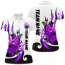 Load image into Gallery viewer, Custom Purple Flame Bowling Shirts For Women, Galaxy Bowling Team Shirts Bowling Uniform IPHW7084