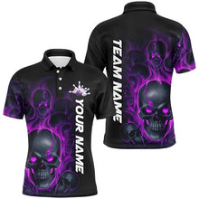 Load image into Gallery viewer, Purple Smoke Flame Custom Skull Bowling Shirts  For Men, Bowling Team Uniform Halloween Outfit IPHW7391