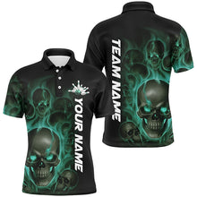 Load image into Gallery viewer, Green Smoke Flame Custom Skull Bowling Shirts  For Men, Bowling Team Uniform Halloween Outfit IPHW7393