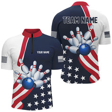Load image into Gallery viewer, Custom Patriotic Bowling Shirts For Men, US Bowling Team Shirts American Flag Shirt IPHW7395