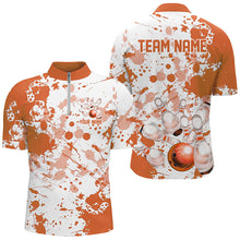 Load image into Gallery viewer, Custom White And Orange Bowling Shirts For Men, Bowling Team Shirts Bowling Jerseys With Name IPHW7917