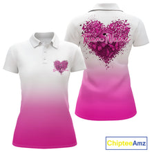 Load image into Gallery viewer, Custom Pink Butterflies Heart Bowling Team Women Polo Shirts, Ladies Bowling League Shirt IPHW10235