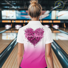Load image into Gallery viewer, Custom Pink Butterflies Heart Bowling Women Quarter-Zip Shirts, Bowling League Shirt IPHW10235