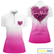 Load image into Gallery viewer, Custom Pink Butterflies Heart Bowling Women Quarter-Zip Shirts, Bowling League Shirt IPHW10235