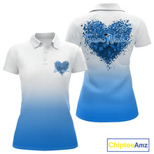 Load image into Gallery viewer, Custom Blue Butterflies Heart Bowling Team Women Polo Shirts, Ladies Bowling League Shirt IPHW10236