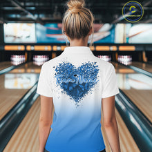 Load image into Gallery viewer, Custom Blue Butterflies Heart Bowling Women Quarter-Zip Shirts, Bowling League Shirt IPHW10236