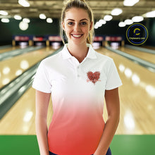 Load image into Gallery viewer, Custom Red Butterflies Heart Bowling Team Women Polo Shirts, Ladies Bowling League Shirt IPHW10237