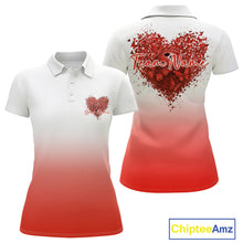 Load image into Gallery viewer, Custom Red Butterflies Heart Bowling Team Women Polo Shirts, Ladies Bowling League Shirt IPHW10237