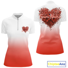 Load image into Gallery viewer, Custom Red Butterflies Heart Bowling Women Quarter-Zip Shirts, Bowling League Shirt IPHW10237