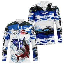 Load image into Gallery viewer, Custom Patriotic Tuna Fishing Camo Jerseys, American Flag Tuna Long Sleeve Saltwater Fishing Shirts IPHW6052