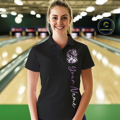 Custom Blue Butterfly Bowling Women Polo Shirts With Team Name, Bowling Uniform IPHW10947