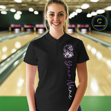 Load image into Gallery viewer, Custom Blue Butterfly Bowling Women Quarter-Zip Shirts With Team Name, Bowling Uniform IPHW10947