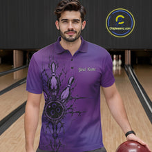 Load image into Gallery viewer, Custom Purple Y2K Gothic Cross Bowling Men Polo Shirt, Faith Bowling Jerseys IPHW11416