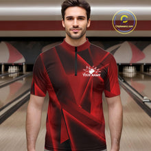 Load image into Gallery viewer, Custom Red Fragmental Pattern Background Men Bowling Team Quarter-Zip Shirt, Bowling Jerseys IPHW11428