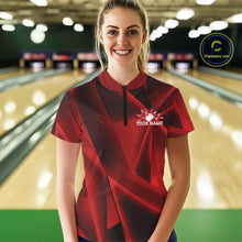 Load image into Gallery viewer, Custom Red Fragmental Pattern  Women Bowling Team Quarter-Zip Shirt, Bowling Jerseys IPHW11428