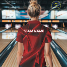 Load image into Gallery viewer, Custom Red Fragmental Pattern  Women Bowling Team Quarter-Zip Shirt, Bowling Jerseys IPHW11428