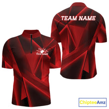 Load image into Gallery viewer, Custom Red Fragmental Pattern Background Men Bowling Team Quarter-Zip Shirt, Bowling Jerseys IPHW11428