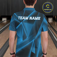 Load image into Gallery viewer, Person wearing a blue bowling shirt with 'TEAM NAME' on the back in a bowling alley.