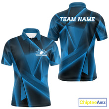 Load image into Gallery viewer, Blue and black sports jersey with 'TEAM NAME' and 'Your Name' text on a white background