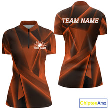 Load image into Gallery viewer, Custom Orange Fragmental Pattern  Women Bowling Team Quarter-Zip Shirt, Bowling Jerseys IPHW11431