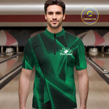 Load image into Gallery viewer, Custom Green Fragmental Pattern Background Men Bowling Team Quarter-Zip Shirt, Bowling Jerseys IPHW11432