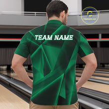 Load image into Gallery viewer, Custom Green Fragmental Pattern Background Men Bowling Team Quarter-Zip Shirt, Bowling Jerseys IPHW11432