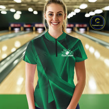 Load image into Gallery viewer, Custom Green Fragmental Pattern  Women Bowling Team Quarter-Zip Shirt, Bowling Jerseys IPHW11432