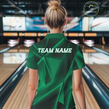 Load image into Gallery viewer, Custom Green Fragmental Pattern  Women Bowling Team Quarter-Zip Shirt, Bowling Jerseys IPHW11432