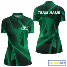 Load image into Gallery viewer, Custom Green Fragmental Pattern  Women Bowling Team Quarter-Zip Shirt, Bowling Jerseys IPHW11432