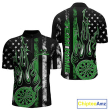 Load image into Gallery viewer, Custom Green Thin Line US Flag Patriotic Flame Dartboard Dart Men Quarter-Zip Shirts, Dart Jersey IPHW9641