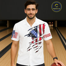 Load image into Gallery viewer, Customizable Patriotic American Flag Bowling Pins Hawaiian Shirts For Men And Women, Bowling Team Shirt IPHW3809