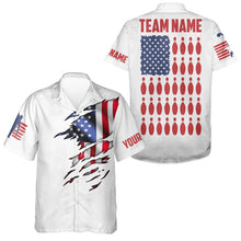 Load image into Gallery viewer, Customizable Patriotic American Flag Bowling Pins Hawaiian Shirts For Men And Women, Bowling Team Shirt IPHW3809