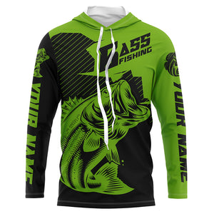 Personalized Bass Fishing Jerseys, Bass Fishing Long Sleeve Fishing Tournament Shirts | Green IPHW5751