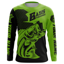 Load image into Gallery viewer, Personalized Bass Fishing Jerseys, Bass Fishing Long Sleeve Fishing Tournament Shirts | Green IPHW5751