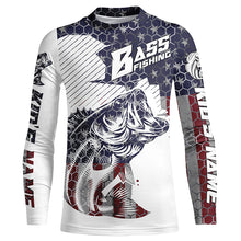 Load image into Gallery viewer, Personalized American Flag Bass Fishing Jerseys, Patriotic Bass Fishing Tournament Shirts IPHW5754