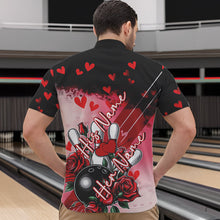 Load image into Gallery viewer, Custom Black And Red Heart Theme Valentine Bowling Quarter-Zip Shirt For Men, Couple Bowling Shirt IPHW8353