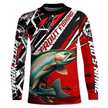 Load image into Gallery viewer, Personalized Rainbow Trout Fishing Jerseys, Trout Fly Fishing Shirts For Tournament| Black And Red IPHW6357