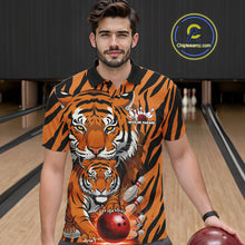 Load image into Gallery viewer, Custom Tiger Print Bowling Team Shirts, Tiger Men Polo Shirts With Name IPHW9095