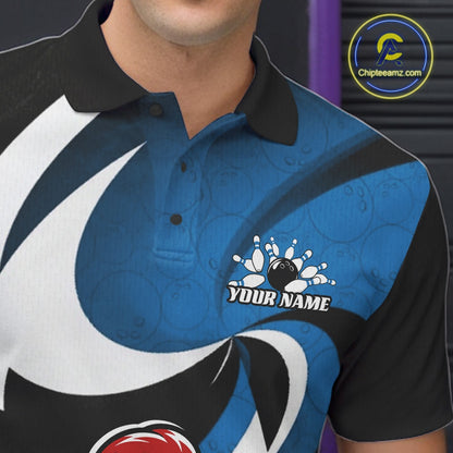 Custom Black And Blue Cute Funny Chicken Bowling Jerseys Bowling Team Shirt For Men IPHW11627