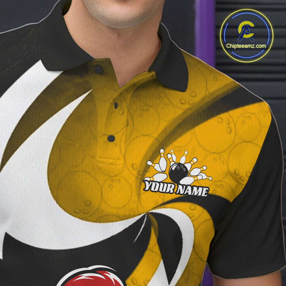 Custom Black And Yellow Cute Funny Chicken Bowling Jerseys Bowling Team Shirt For Men IPHW11629